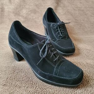 Clarks Black Oxford Suede Shoes